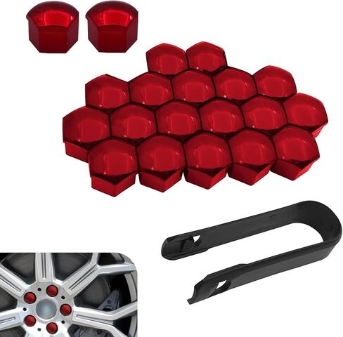 20 PCS Car Lug Nut Covers, 21 mm Hex Plastic Wheel Bolt Dust Caps, Hub Bolt Head Protector with Removal Clips, Universal for Most Vehicles (Black) in Saudi Arabia