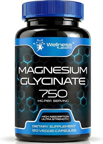 Magnesium Glycinate Capsules - 750mg | 240 Count, Magnesium Supplement for Women and Men - Pure Complex Magnesium Glycinate, High Absorption, Heart Health, Sleep Supplement - 2 Packs in Saudi Arabia