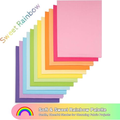 12 Pieces 18″ x 22″ Fat Quarter Bundle — Solid Cotton Quilting Fabric (Sweet Rainbow) in Kuwait