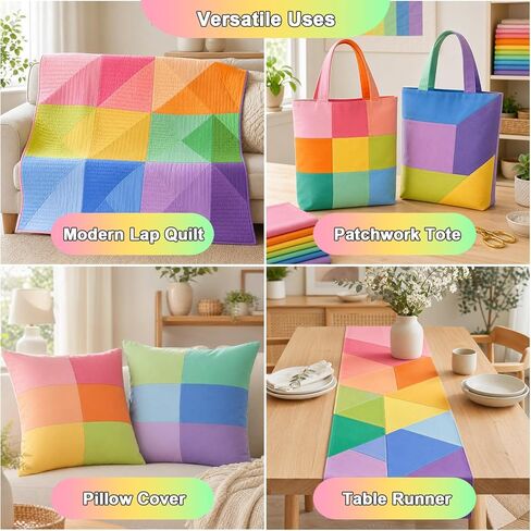 12 Pieces 18″ x 22″ Fat Quarter Bundle — Solid Cotton Quilting Fabric (Sweet Rainbow) in Kuwait
