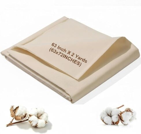 100% Cotton Muslin Fabric 63 Inch x 2 Yards Unbleached Natural - 3 oz/sq yd Light Weight Cloth for Draping, Pattern Making, Garment Sewing, Quilting, Home Decor & DIY Crafts (Natural, 2 Yards) in Saudi Arabia