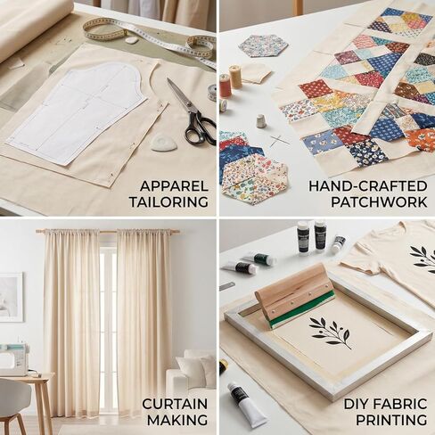 100% Cotton Muslin Fabric 63 Inch x 2 Yards Unbleached Natural - 3 oz/sq yd Light Weight Cloth for Draping, Pattern Making, Garment Sewing, Quilting, Home Decor & DIY Crafts (Natural, 2 Yards) in Saudi Arabia