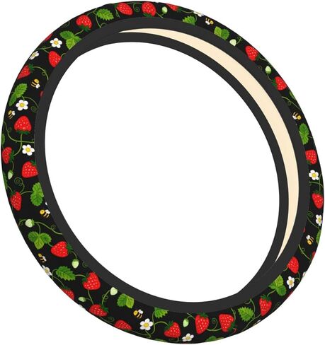 Strawberry Neoprene Steering Wheel Cover for Women & Men - Universal 15 Inch Non-Slip Cute Steering Wheel Cover, Fits Most Cars, SUVs, Auto Vehicles in Kuwait