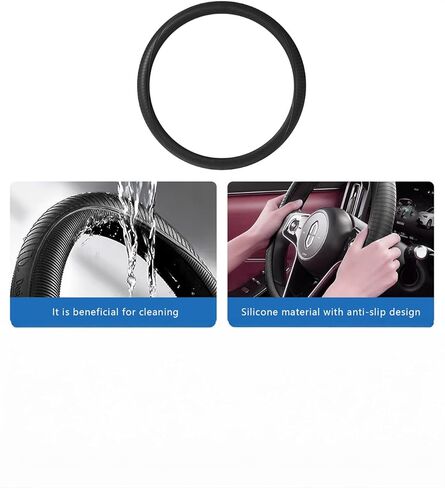 Silicone Anti Skid Car Steering Wheel Cover - Universal Fit Non-Slip Steering Wheel Protector Wrap, Easy Clip-On Installation & Anti-Sweat Grip in Kuwait