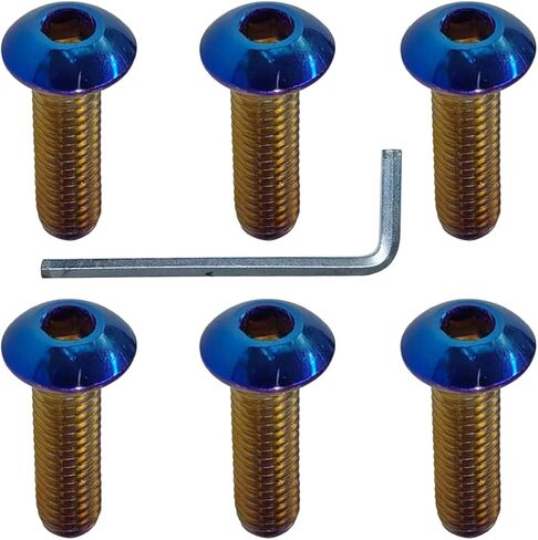 6PCS Steering Wheel Screw Kit, M5×0.8/20mm Stainless Round Head Car Steering Wheel Bolts with Installation Tool, Burnt Titanium Finish Taper Fixing Bolts for Auto Modification (Round) in Kuwait