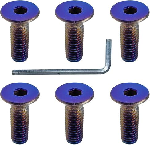 6PCS Steering Wheel Screw Kit, M5×0.8/20mm Stainless Round Head Car Steering Wheel Bolts with Installation Tool, Burnt Titanium Finish Taper Fixing Bolts for Auto Modification (Round) in Kuwait