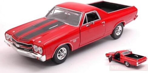 نموذج مقياس متوافق مع سيارة شيفروليه EL Camino SS 396 1970 أحمر مع خطوط سوداء 1:24 MOTORMAX MTM79347R in Kuwait