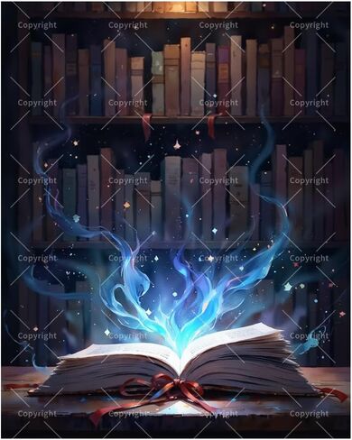Fantasy Book Paint by Numbers Kit for Adults - DIY Magical Open Book with Blue Light Painting on Canvas 16x20In, Framed Acrylic Paint Set, Suitable for Beginners, Storytelling Art for Decoration in Kuwait