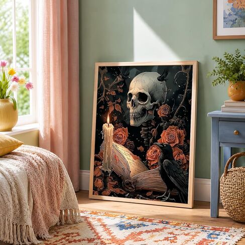 NXIKYO Skull Paint by Numbers Kit for Adults Beginner, Roses Book Adult Paint by Number Kits on Canvas, DIY Acrylic Oil Easy Painting by Numbers for Home Wall Decor 16 X 20 inch (Without Frame) in Saudi Arabia
