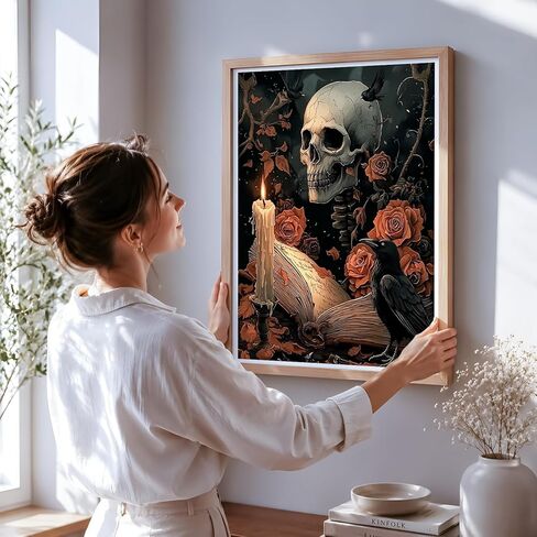 NXIKYO Skull Paint by Numbers Kit for Adults Beginner, Roses Book Adult Paint by Number Kits on Canvas, DIY Acrylic Oil Easy Painting by Numbers for Home Wall Decor 16 X 20 inch (Without Frame) in Saudi Arabia