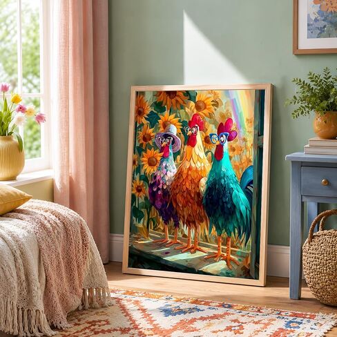 NXIKYO Chicken Paint by Numbers Kit for Adults Beginner, Three Roosters Adult Paint by Number Kits on Canvas, DIY Acrylic Oil Easy Painting by Numbers for Home Wall Decor 16 X 20 inch (Without Frame) in Saudi Arabia