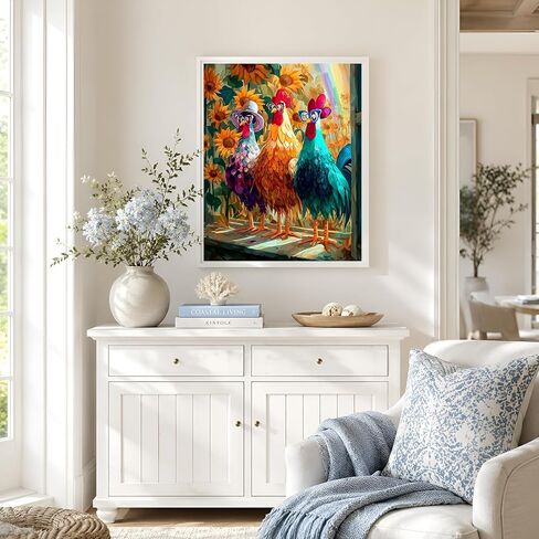 NXIKYO Chicken Paint by Numbers Kit for Adults Beginner, Three Roosters Adult Paint by Number Kits on Canvas, DIY Acrylic Oil Easy Painting by Numbers for Home Wall Decor 16 X 20 inch (Without Frame) in Saudi Arabia