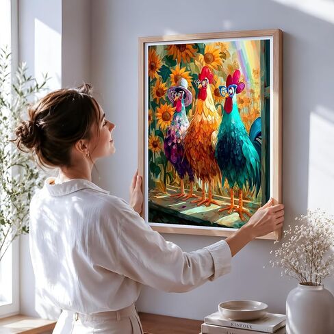 NXIKYO Chicken Paint by Numbers Kit for Adults Beginner, Three Roosters Adult Paint by Number Kits on Canvas, DIY Acrylic Oil Easy Painting by Numbers for Home Wall Decor 16 X 20 inch (Without Frame) in Saudi Arabia