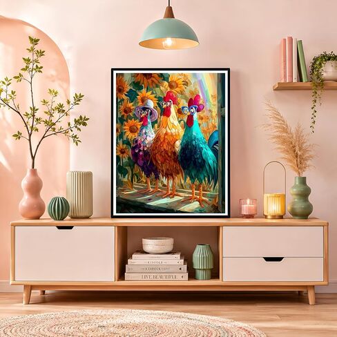 NXIKYO Chicken Paint by Numbers Kit for Adults Beginner, Three Roosters Adult Paint by Number Kits on Canvas, DIY Acrylic Oil Easy Painting by Numbers for Home Wall Decor 16 X 20 inch (Without Frame) in Saudi Arabia
