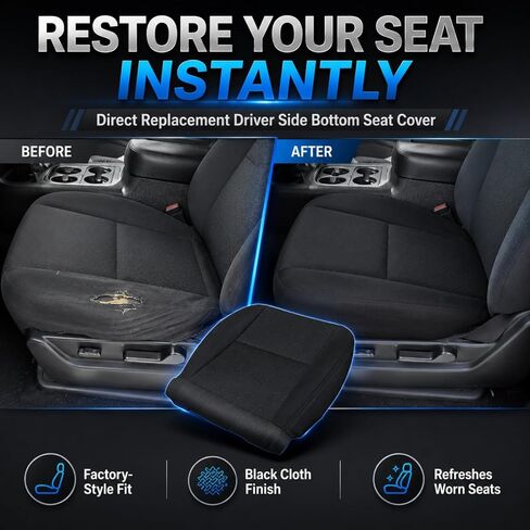 NLQR Driver & Passenger Bottom & Top & Armrest Console Jump Replacement Cloth Seat Covers & Foam Cushions fit for Chevy Silverado Tahoe Suburban Avalanche GMC Sierra Yukon 1500 2500HD 3500HD 2007-2014 in Kuwait
