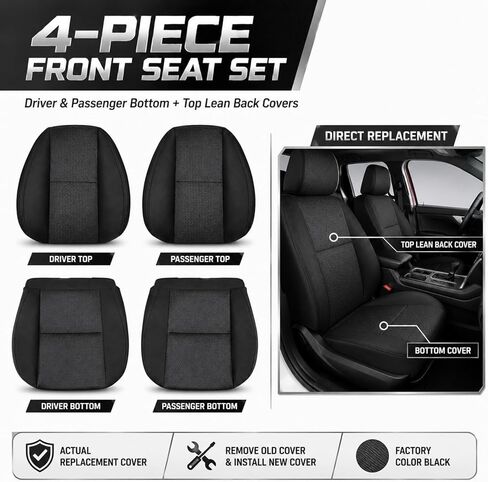 NLQR Driver & Passenger Bottom & Top & Armrest Console Jump Replacement Cloth Seat Covers & Foam Cushions fit for Chevy Silverado Tahoe Suburban Avalanche GMC Sierra Yukon 1500 2500HD 3500HD 2007-2014 in Kuwait