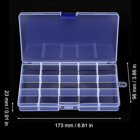 24 Pack 15 Grids Clear Plastic Bead Organizer Box Small Craft Organizer Box Storage Container with Adjustable Dividers for Jewelry Crafts Fishing Tackle Small Parts in Saudi Arabia