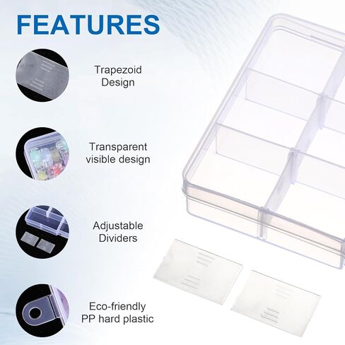 24 Pack 15 Grids Clear Plastic Bead Organizer Box Small Craft Organizer Box Storage Container with Adjustable Dividers for Jewelry Crafts Fishing Tackle Small Parts in Saudi Arabia