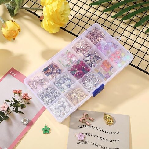 24 Pack 15 Grids Clear Plastic Bead Organizer Box Small Craft Organizer Box Storage Container with Adjustable Dividers for Jewelry Crafts Fishing Tackle Small Parts in Saudi Arabia