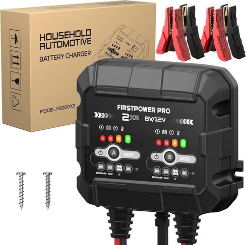 8A 4-Bank Smart Battery Charger (2A/Bank) - 6V/12V Automatic Trickle Charger, Battery Maintainer & Desulfator with Overcharge & Temperature Compensation – for Lead Acid, AGM, Gel, LiFePO4 Batteries in Saudi Arabia