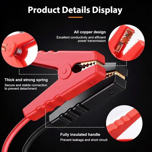 smseace 1Pack Battery Jumper Cables Alligator Clips Compatible with M18 18V Battery 8AWG 2FT Silicone Wire Temperature Resistance 392℉ 200℃ Automotive Jump Starter in Kuwait