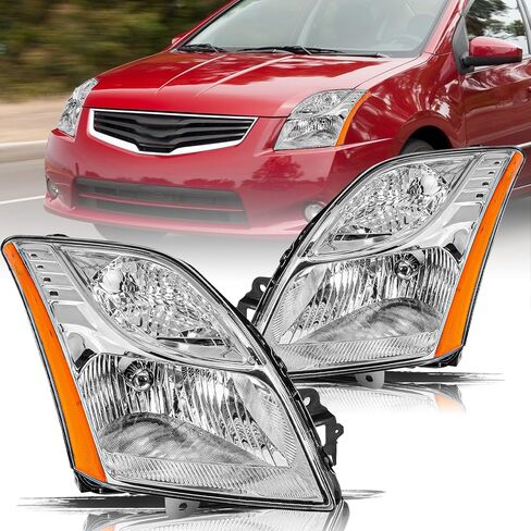 Aosky Black Housing Headlight Assembly Replacement for 2010-2012 Nissan Sentra Front Halogen Headlamps Set Driver and Passenger Side in Saudi Arabia