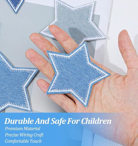 12 Pcs Star Patches for Clothes Set, Denim Star Patches in Assorted Blue Tones, Star Iron On Patches for DIY Clothing Repair and Decoration in Saudi Arabia