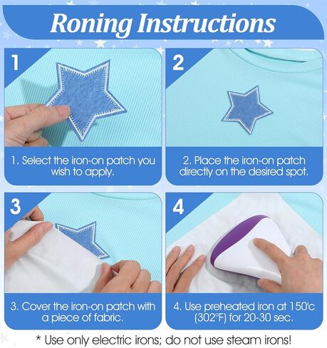 12 Pcs Star Patches for Clothes Set, Denim Star Patches in Assorted Blue Tones, Star Iron On Patches for DIY Clothing Repair and Decoration in Saudi Arabia
