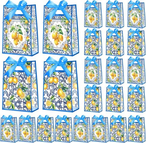 Geyoga 24 Pcs Wildflower Gift Bags for Party Favors Clear Reusable PVC Treat Goodie Bags with Handles and Ribbon for Baby Shower Birthday Wedding Supplies Decors, 7x10x3.15 Inch in Kuwait
