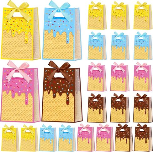 Geyoga 24 Pcs Wildflower Gift Bags for Party Favors Clear Reusable PVC Treat Goodie Bags with Handles and Ribbon for Baby Shower Birthday Wedding Supplies Decors, 7x10x3.15 Inch in Kuwait