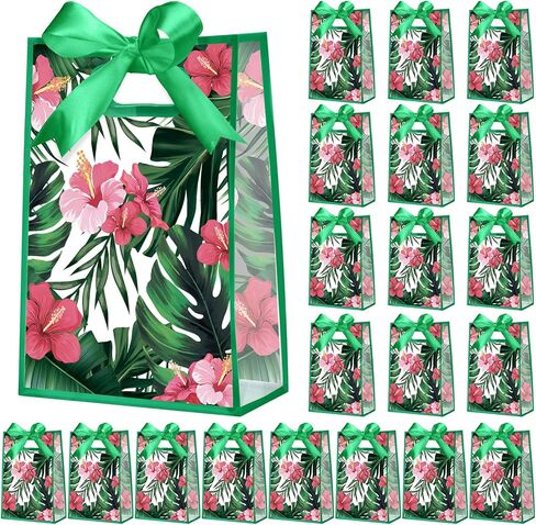 Geyoga 24 Pcs Wildflower Gift Bags for Party Favors Clear Reusable PVC Treat Goodie Bags with Handles and Ribbon for Baby Shower Birthday Wedding Supplies Decors, 7x10x3.15 Inch in Kuwait