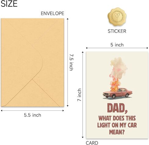 Father's Day Card for Dad from Daughter, Humorous Fathers Day Cards for Dad, with Envelope Sticker in Saudi Arabia