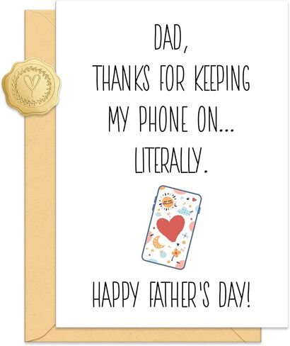 Father's Day Card for Dad from Daughter, Humorous Fathers Day Cards for Dad, with Envelope Sticker in Saudi Arabia