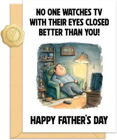 Father's Day Card for Dad from Daughter, Humorous Fathers Day Cards for Dad, with Envelope Sticker in Saudi Arabia