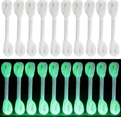 10 Pcs Glow in The Dark Embroidery Floss, Glow in The Dark Yarn, 8.74 Yards Fluorescent Embroidery Floss for Embroidery, Quilting, Sewing, DIY Accessories in Saudi Arabia