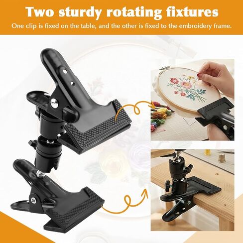 Metal Embroidery Hoop Stand Holder,Adjustable 360° Rotated Cross Stitch Lap Stand,Table Clip for Most Size/Shape Embroidery Needlework Hoops,Support Accessories Supplies for Craft DIY Projects,1pc in Saudi Arabia