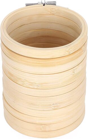 Bamboo Embroidery Hoops, Adjustable and Sturdy Material, Embroidery Rings, 12pcs Compact Set, for Cross Stitch, Sewing Crafts, DIY Projects, Hand Embroidery, Quilting, Beginners, H in Kuwait
