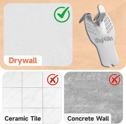 ANDGOO Drywall Picture Hangers, 10 Pack Heavy Duty Claw Picture Hanger, Frame Hanging Hooks, No Damage Drywall Hangers for Hanging Mirror Art Painting Poster, Hold Up to 40 Lbs in Saudi Arabia