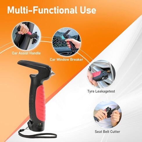 Car Door Assist Handle for Elderly 2 Pack, Portable Vehicle Support Handle Car Door Assist Bar for Elderly, Car Cane for Elderly with Seat Belt Cutter & Window Breaker, Car Assist Handle for Seniors in Kuwait