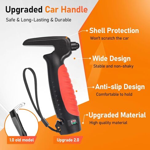 Car Door Assist Handle for Elderly 2 Pack, Portable Vehicle Support Handle Car Door Assist Bar for Elderly, Car Cane for Elderly with Seat Belt Cutter & Window Breaker, Car Assist Handle for Seniors in Kuwait