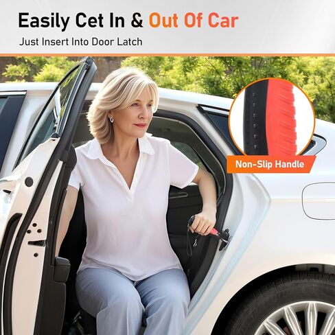 Car Door Assist Handle for Elderly 2 Pack, Portable Vehicle Support Handle Car Door Assist Bar for Elderly, Car Cane for Elderly with Seat Belt Cutter & Window Breaker, Car Assist Handle for Seniors in Kuwait
