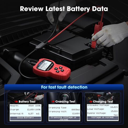 MA500 Car Battery Tester, 9V - 30V Digital Automotive Alternator Meter Diagnostic Tool 100-2000 CCA Load Capacity Auto Charging & Cranking Analyzer for Car Truck Motorcycle Boat RV ATV Yacht in Saudi Arabia