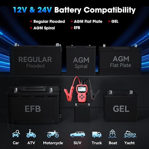 MA500 Car Battery Tester, 9V - 30V Digital Automotive Alternator Meter Diagnostic Tool 100-2000 CCA Load Capacity Auto Charging & Cranking Analyzer for Car Truck Motorcycle Boat RV ATV Yacht in Saudi Arabia