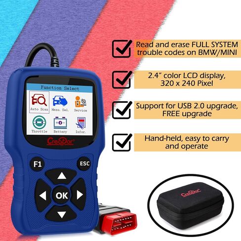 Creator C420 OBD2 Code Reader Fit for BMW Mini EPB ABS SRS DPF Oil Reset Multi System Scan Tool with Battery Registration OBDII Scanner Diagnostic Scan Tool in Kuwait