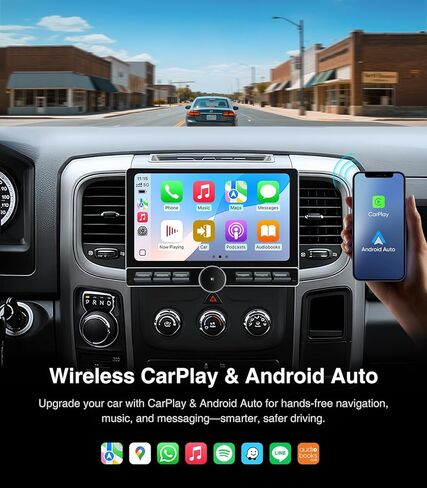 for Dodge Ram 1500 2500 3500 2013-2018 Stereo Upgrade Touch Screen Radio 9-inch Car Head Unit Wired Wireless CarPlay Android Auto GPS Navigation Type-C Fast Charger DSP Replacement (4+64GB) in Saudi Arabia