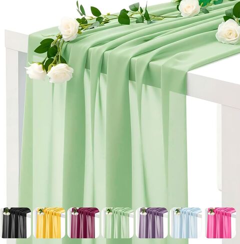 Light Blue Chiffon Fabric by The Yard – 60" Wide Soft Sheer Fabric for Sewing, Dressmaking, Wedding Arch Draping, Table Runner, Backdrop & DIY Craft Decorations (1 Yard) in Saudi Arabia