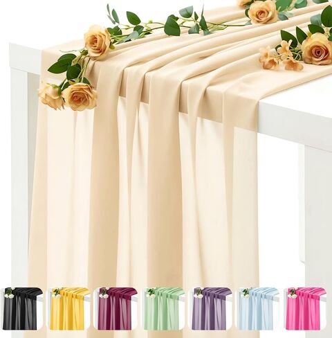 Light Blue Chiffon Fabric by The Yard – 60" Wide Soft Sheer Fabric for Sewing, Dressmaking, Wedding Arch Draping, Table Runner, Backdrop & DIY Craft Decorations (1 Yard) in Saudi Arabia