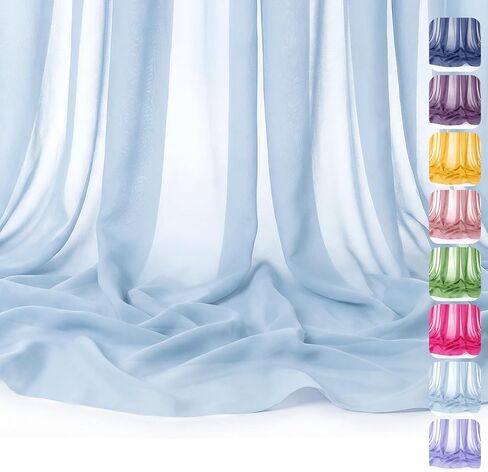 Light Blue Chiffon Fabric by The Yard – 60" Wide Soft Sheer Fabric for Sewing, Dressmaking, Wedding Arch Draping, Table Runner, Backdrop & DIY Craft Decorations (1 Yard) in Saudi Arabia