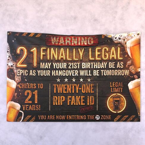 21st Birthday Decorations For Him Includes Banner, Backdrop, Tablecloth, Latex Balloons, Foil Balloons, Cake Topper, Cupcake Toppers & Hanging Swirls in Saudi Arabia
