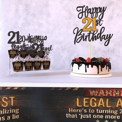 21st Birthday Decorations For Him Includes Banner, Backdrop, Tablecloth, Latex Balloons, Foil Balloons, Cake Topper, Cupcake Toppers & Hanging Swirls in Saudi Arabia